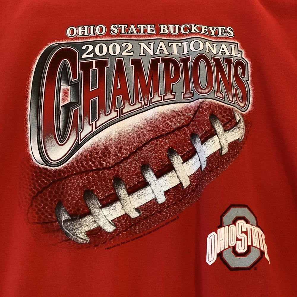 Vintage Ohio State Buckeyes Sweatshirt Mens 2XL Red NCAA Football 2002 Champions